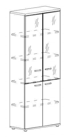 Шкаф для документов со стеклянными дверьми в алюминиевой рамке