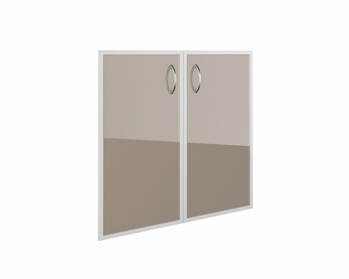 Двери стеклянные в алюминиевой рамке (2 шт.)