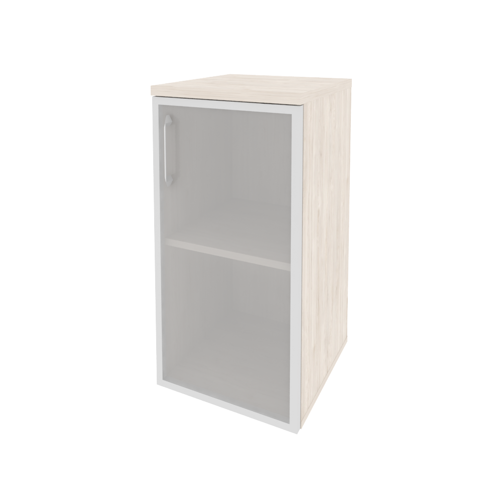 Шкаф низкий узкий правый (1 низкий фасад стекло в раме)