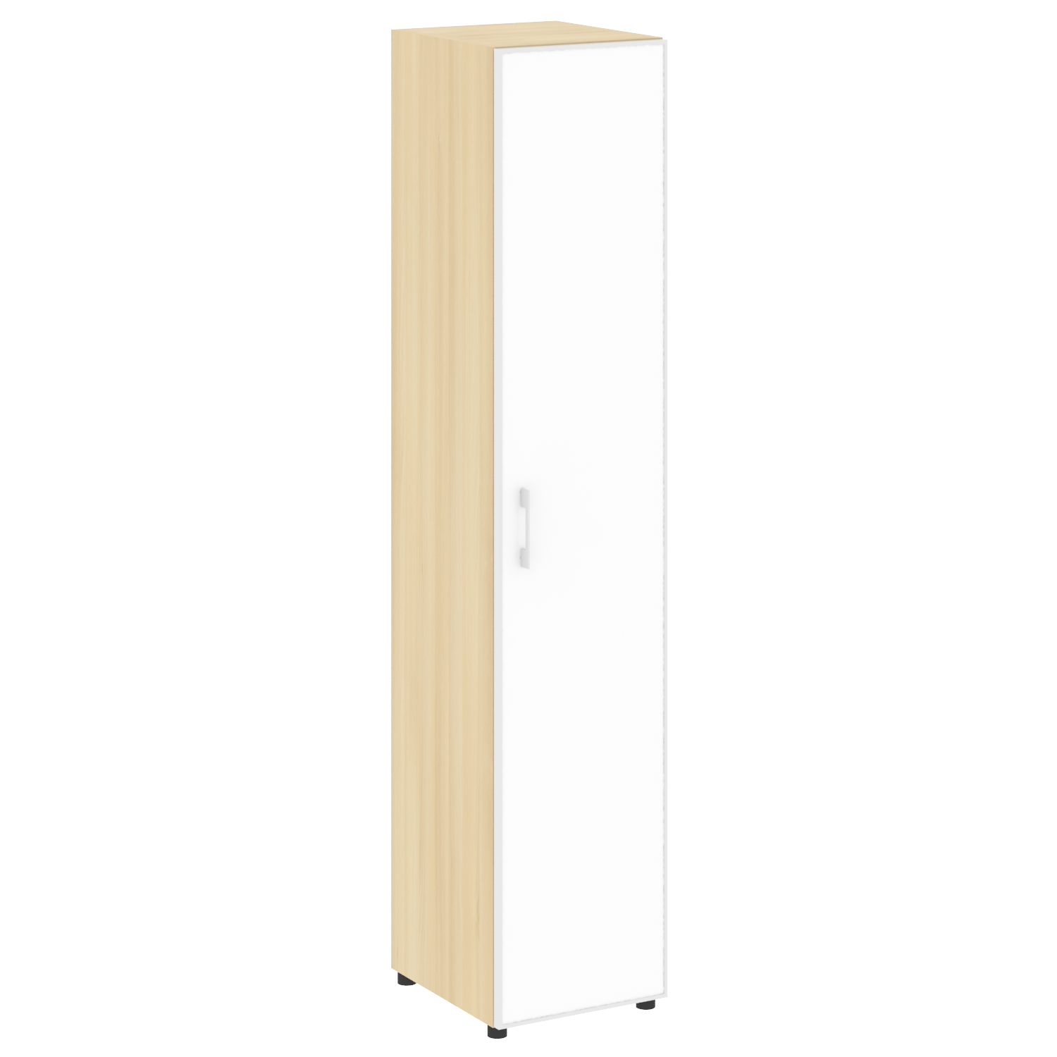 Шкаф высокий узкий для документов с белым стеклом в алюминиевой раме правый (нужен топ) 