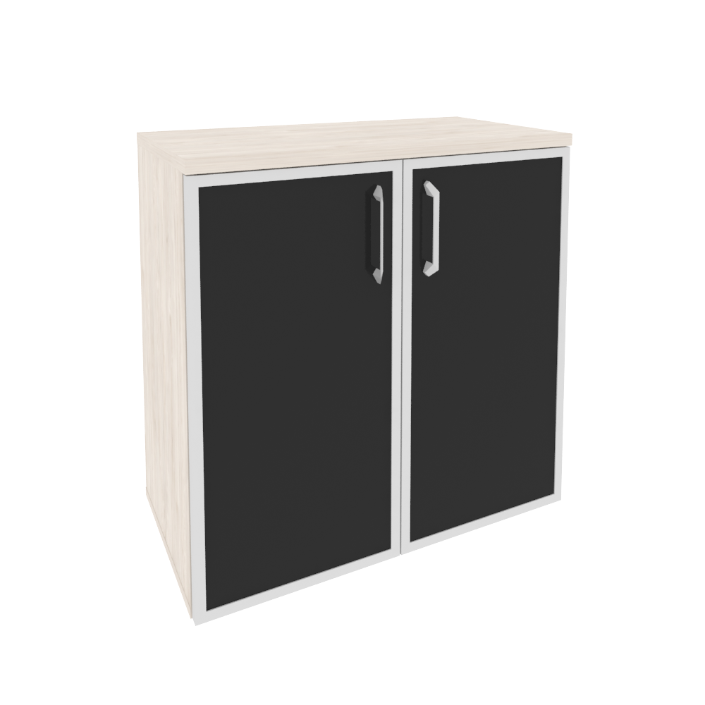 Шкаф низкий широкий (2 низких фасада стекло лакобель в раме)