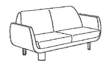 Мягкий диван: на 3 места, ножки обтянутые кожей, с металлической хромированной вставкой