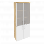 Шкаф высокий широкий (2 низких фасада ЛДСП + 2 средних фасада стекло в раме) Onix Wood/Оникс Вуд O.ST-1.2R