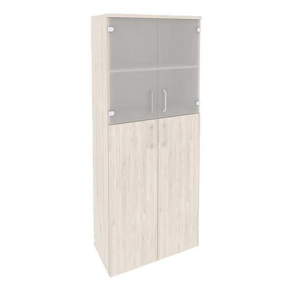 Шкаф высокий широкий (2 средних фасада ЛДСП + 2 низких фасада стекло) Onix Wood/Оникс Вуд O.ST-1.7