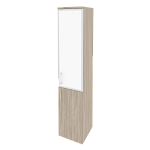 Шкаф высокий узкий правый (1 низкий фасад ЛДСП + 1 средний фасад стекло лакобель в раме) Onix Wood/Оникс Вуд O.SU-1.2R(R)  white/black/mate