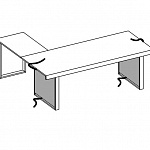 Письменный стол с боковым приставным столиком + 2 боковины для вертикальной проводки кабеля (картер) Essence AES 30409 