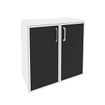 Шкаф низкий широкий (2 низких фасада стекло лакобель в раме) Onix Wood/Оникс Вуд O.ST-3.2R white/black/mate