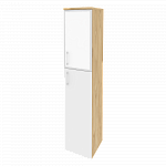 Шкаф высокий узкий правый (1 средний фасад ЛДСП + 1 низкий фасад стекло лакобель в раме) Onix Wood/Оникс Вуд O.SU-1.7R(R) white/black/mate