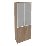 Шкаф высокий широкий (2 низких фасада ЛДСП + 2 средних фасада стекло в раме) Onix Wood/Оникс Вуд O.ST-1.2R