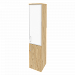 Шкаф высокий узкий правый (1 низкий фасад ЛДСП + 1 средний фасад стекло лакобель в раме) Onix Wood/Оникс Вуд O.SU-1.2R(R)  white/black/mate