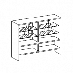 Открытые деревянные книжный шкаф с прозрачными стеклянными полками и внутренней подсветкой в шпоне Genesis SW / LAF