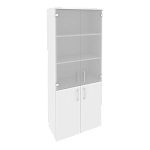 Шкаф высокий широкий (2 низких фасада ЛДСП + 2 средних фасада стекло) Onix Wood/Оникс Вуд O.ST-1.2