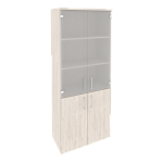 Шкаф высокий широкий (2 низких фасада ЛДСП + 2 средних фасада стекло) Onix Wood/Оникс Вуд O.ST-1.2