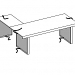 Письменный стол с боковым приставным столиком + 3 боковины для вертикальной проводки кабеля (картер) Essence AES 77407 