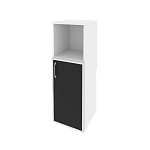 Шкаф средний узкий правый (1 низкий фасад стекло лакобель в раме) Onix Wood/Оникс Вуд O.SU-2.2R(R) white/black/mate
