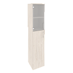 Шкаф высокий узкий левый (1 средний фасад ЛДСП + 1 низкий фасад стекло) Onix Wood/Оникс Вуд O.SU-1.7(L)