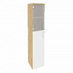 Шкаф высокий узкий левый (1 средний фасад ЛДСП + 1 низкий фасад стекло) Onix Wood/Оникс Вуд O.SU-1.7(L)