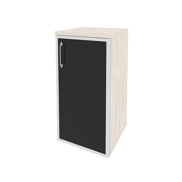 Шкаф низкий узкий правый (1 низкий фасад стекло лакобель в раме) Onix Wood/Оникс Вуд O.SU-3.2R(R) white/black/mate