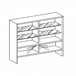 Открытые деревянные книжный шкаф с прозрачными стеклянными полками и внутренней подсветкой в шпоне Genesis SW / LAL