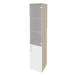 Шкаф высокий узкий правый (1 низкий фасад ЛДСП + 1 средний фасад стекло) Onix Wood/Оникс Вуд O.SU-1.2(R)