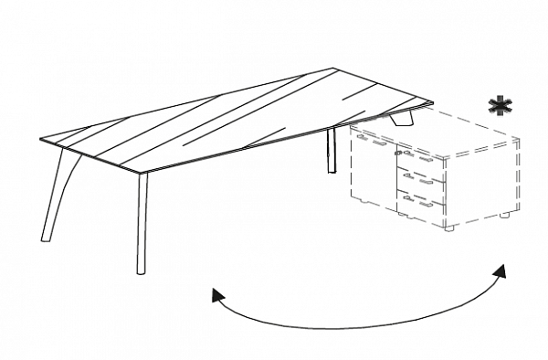 Письменный стол на металокаркасе со стеклом и возможностью установить тумбу Attiva 180M / C10V 